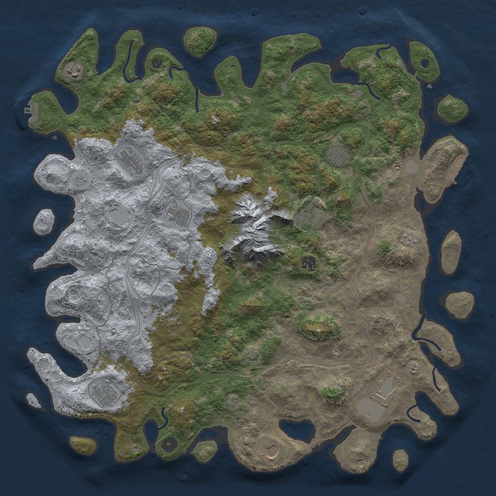 Rust Map: Procedural Map, Size: 5000, Seed: 63453454, 19 Monuments