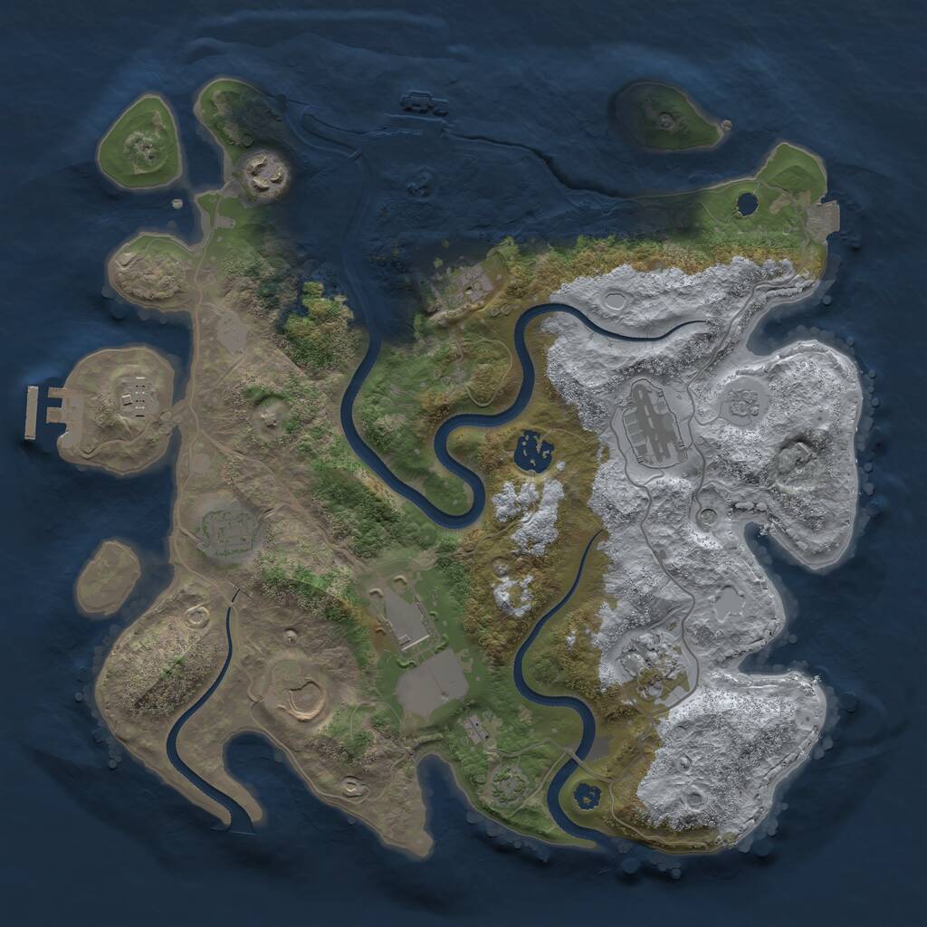 Rust Map: Procedural Map, Size: 3500, Seed: 829799359, 15 Monuments