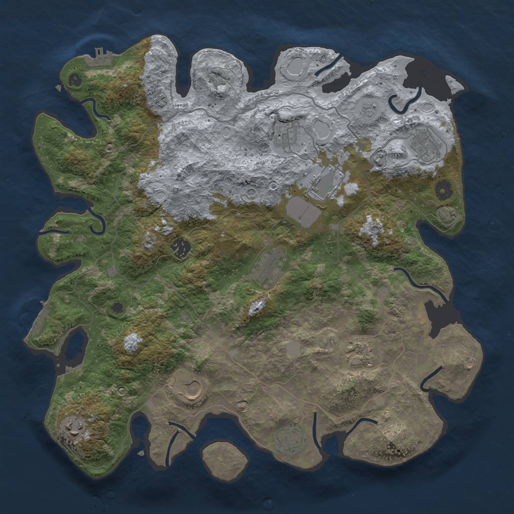 Rust Map: Procedural Map, Size: 4000, Seed: 1256446237, 18 Monuments
