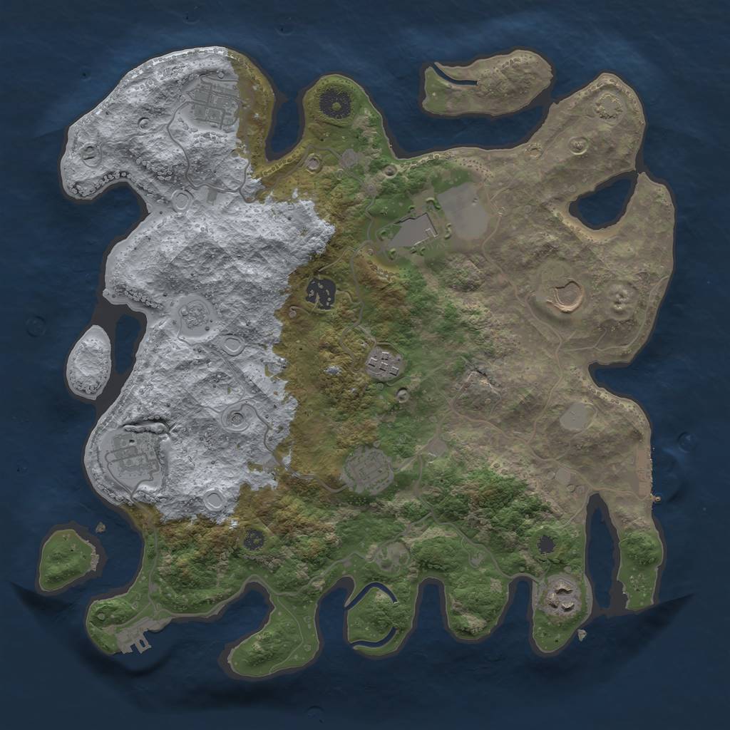 Rust Map: Procedural Map, Size: 3500, Seed: 32414324, 16 Monuments