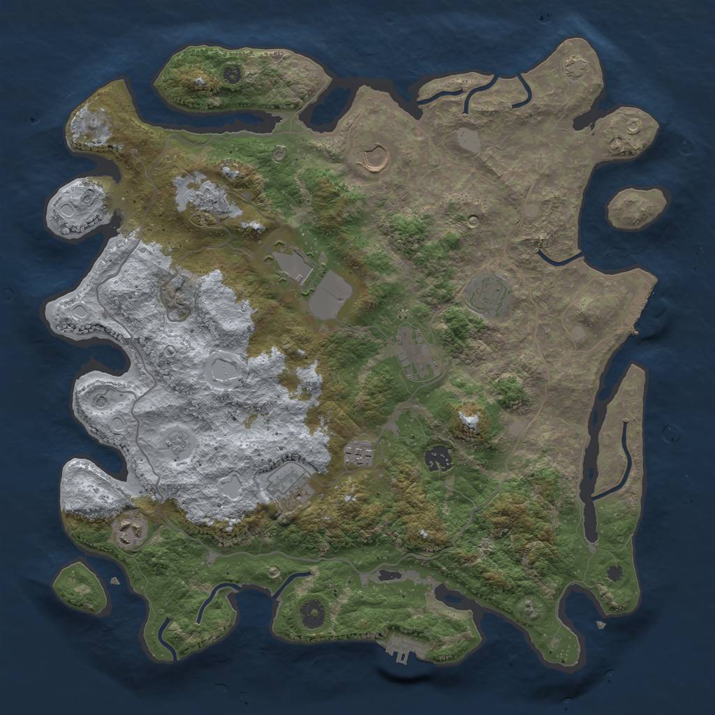 Rust Map: Procedural Map, Size: 4000, Seed: 62451, 17 Monuments