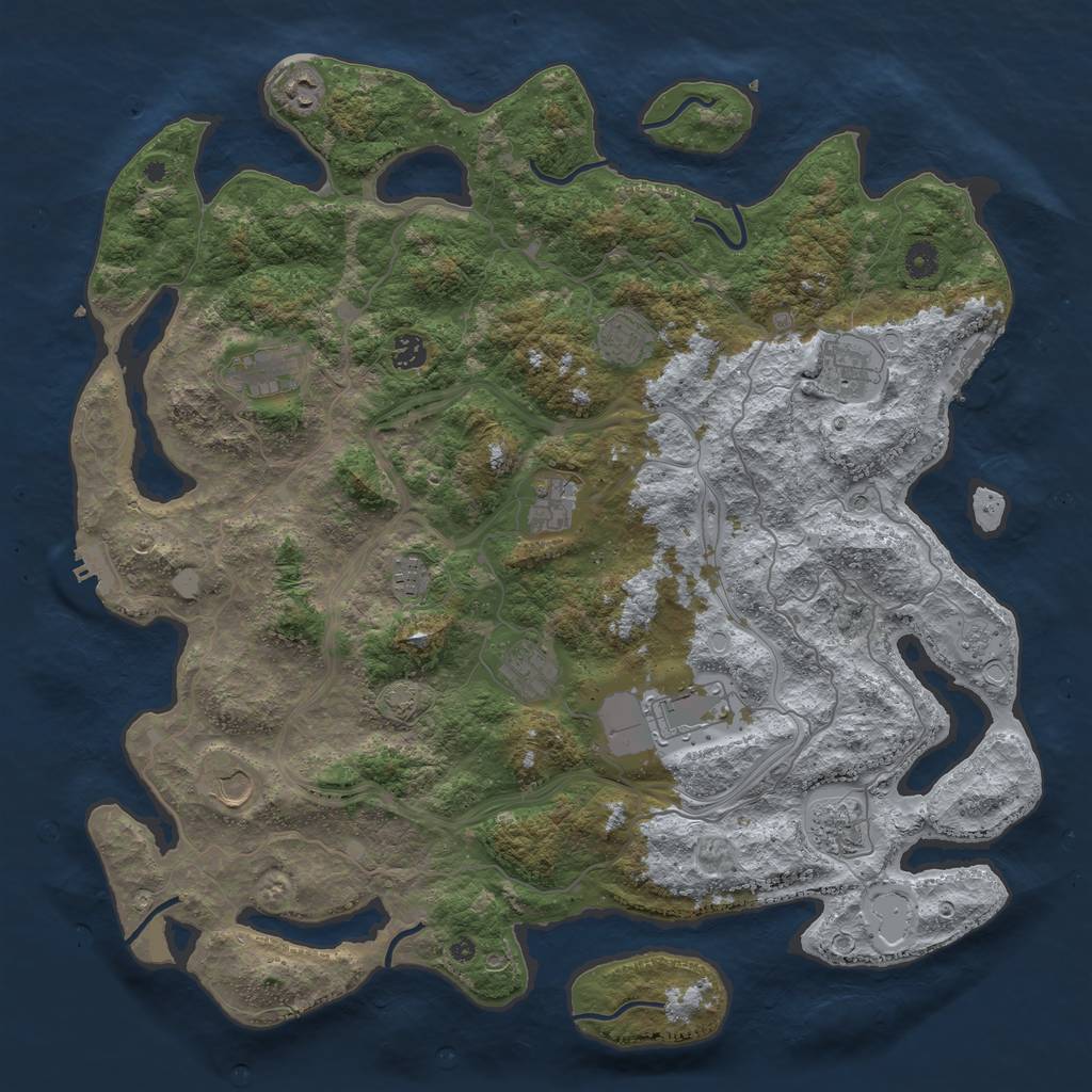 Rust Map: Procedural Map, Size: 4500, Seed: 1272815871, 19 Monuments