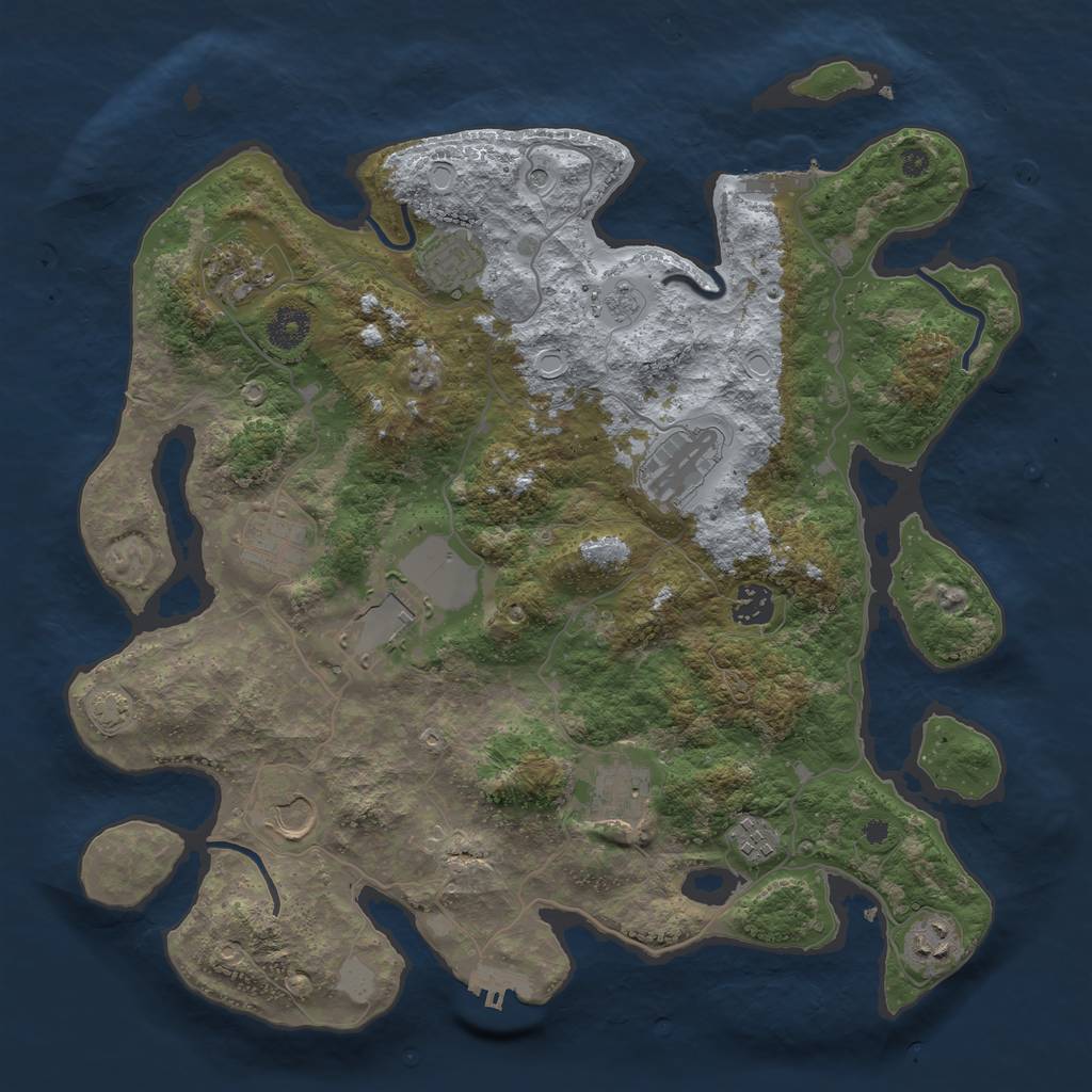 Rust Map: Procedural Map, Size: 3800, Seed: 18368598, 18 Monuments