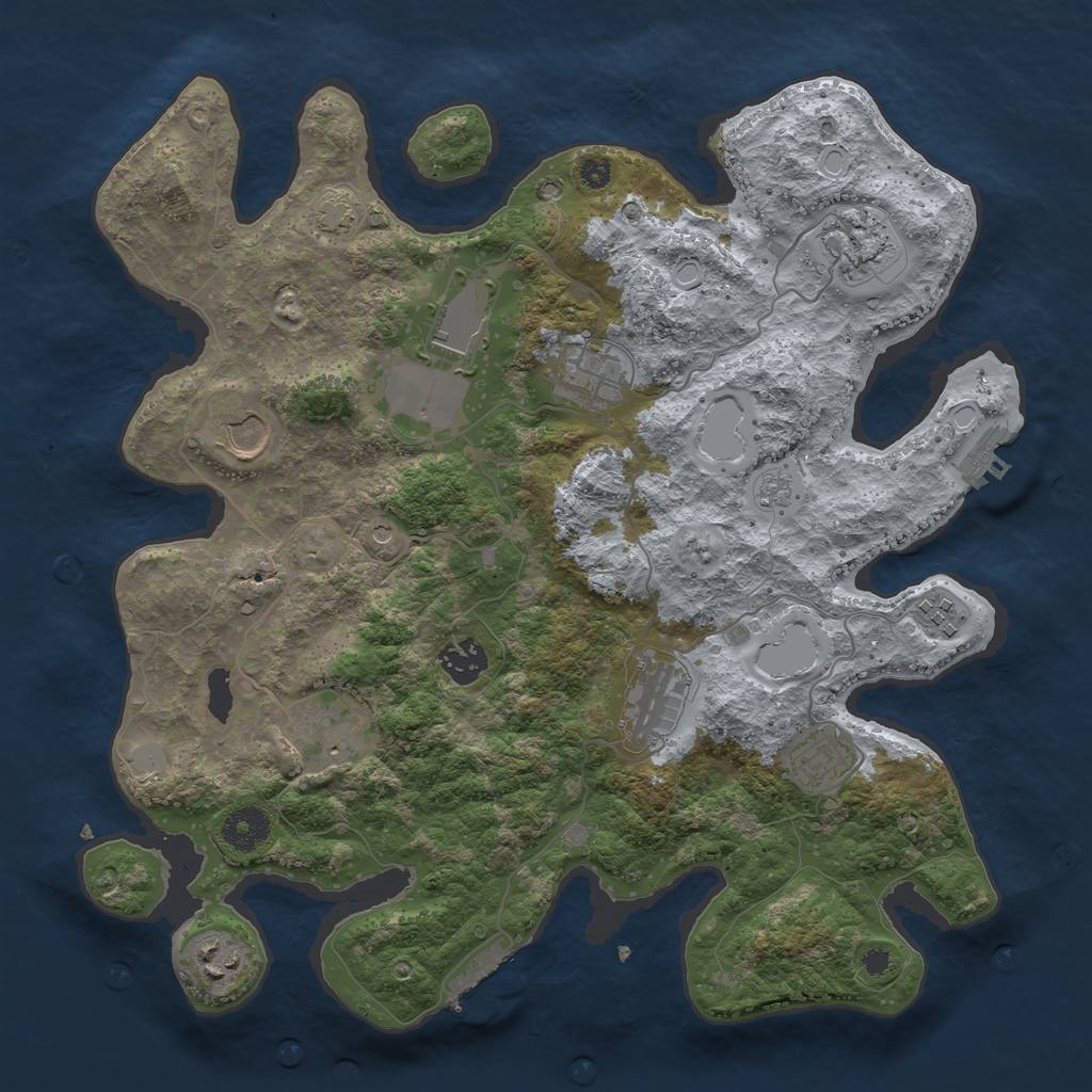 Rust Map: Procedural Map, Size: 3600, Seed: 20777324, 18 Monuments