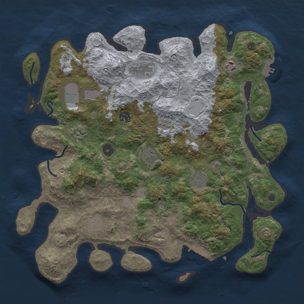 Rust Map: Procedural Map, Size: 3950, Seed: 57044740, 17 Monuments
