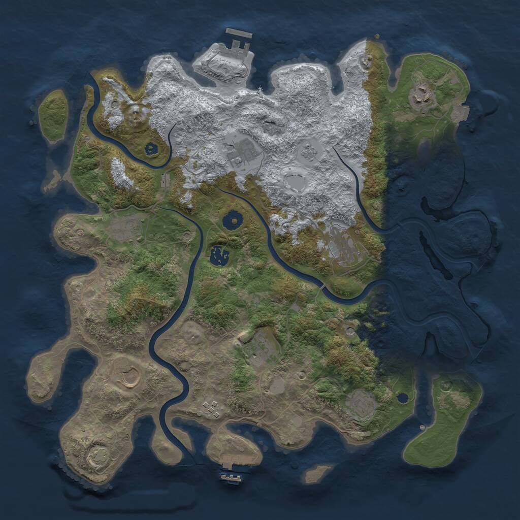 Rust Map: Procedural Map, Size: 3950, Seed: 57044740, 15 Monuments