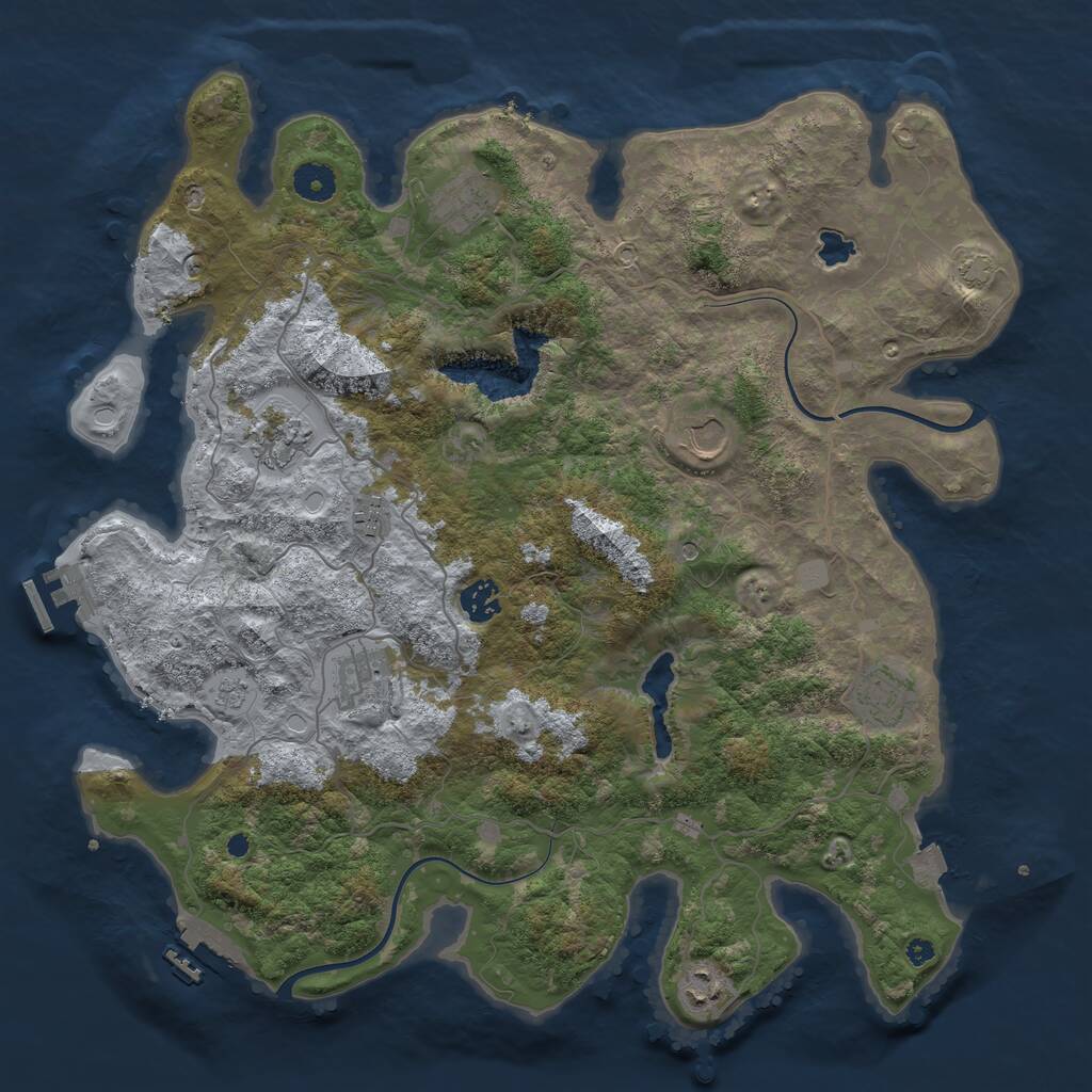Rust Map: Procedural Map, Size: 4000, Seed: 52533917, 14 Monuments