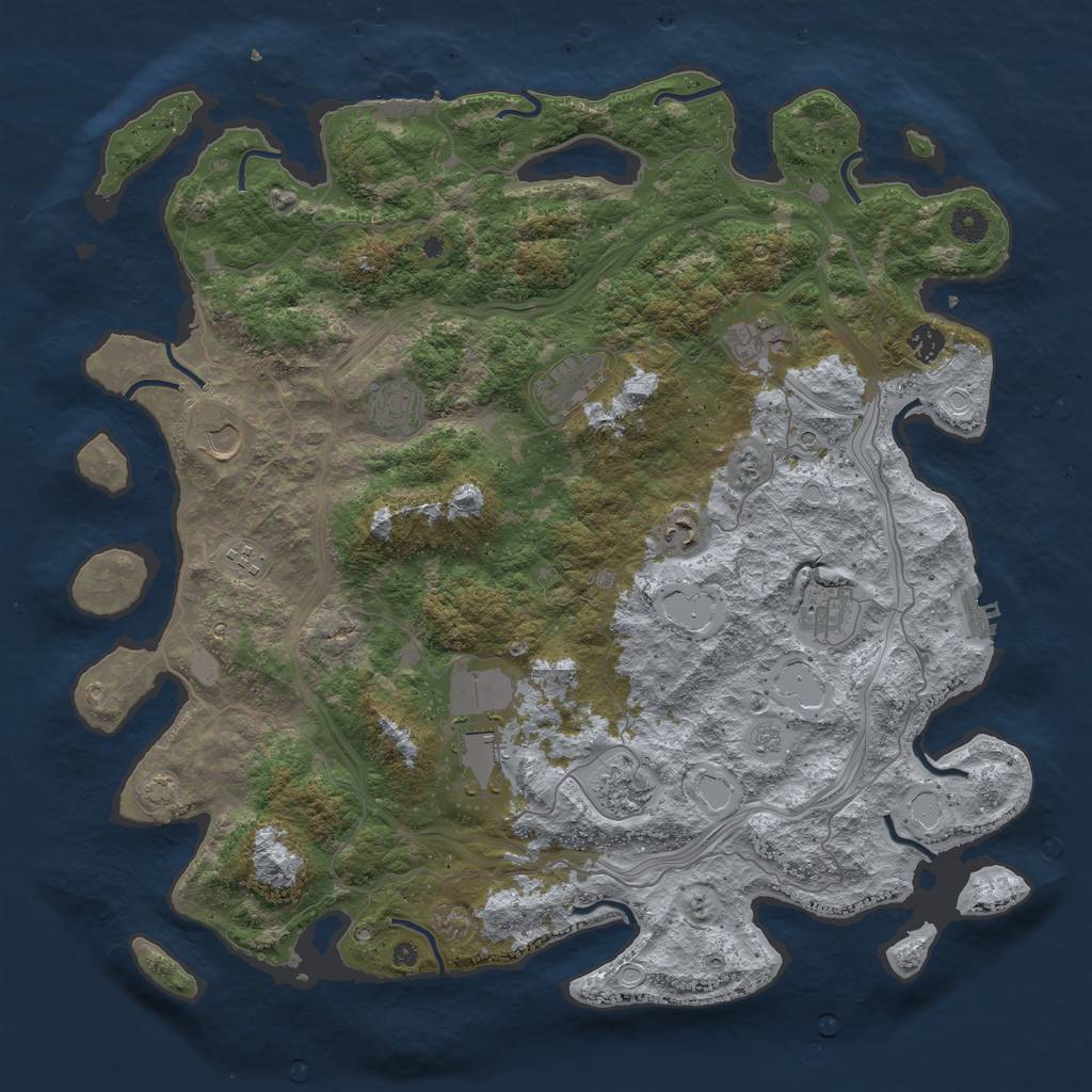 Rust Map: Procedural Map, Size: 4500, Seed: 1302884273, 18 Monuments