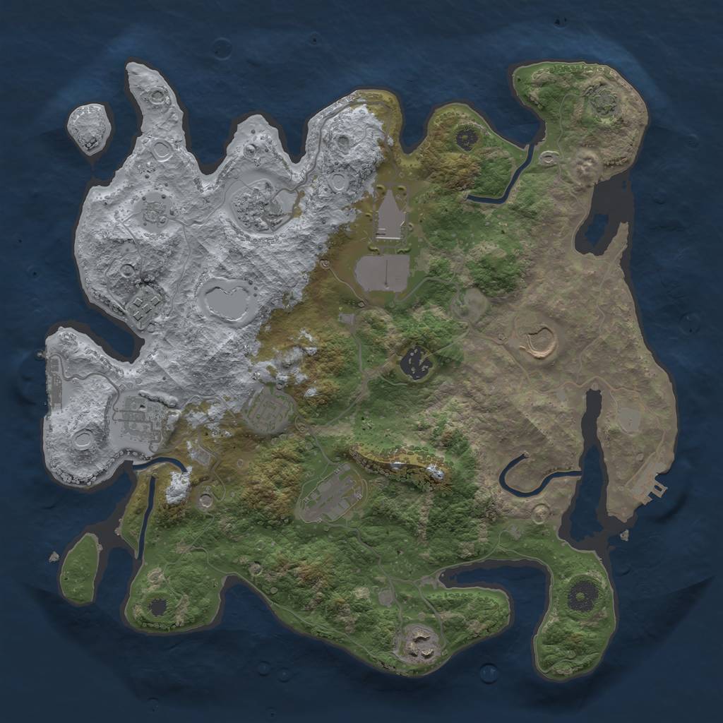 Rust Map: Procedural Map, Size: 3500, Seed: 1256656, 17 Monuments