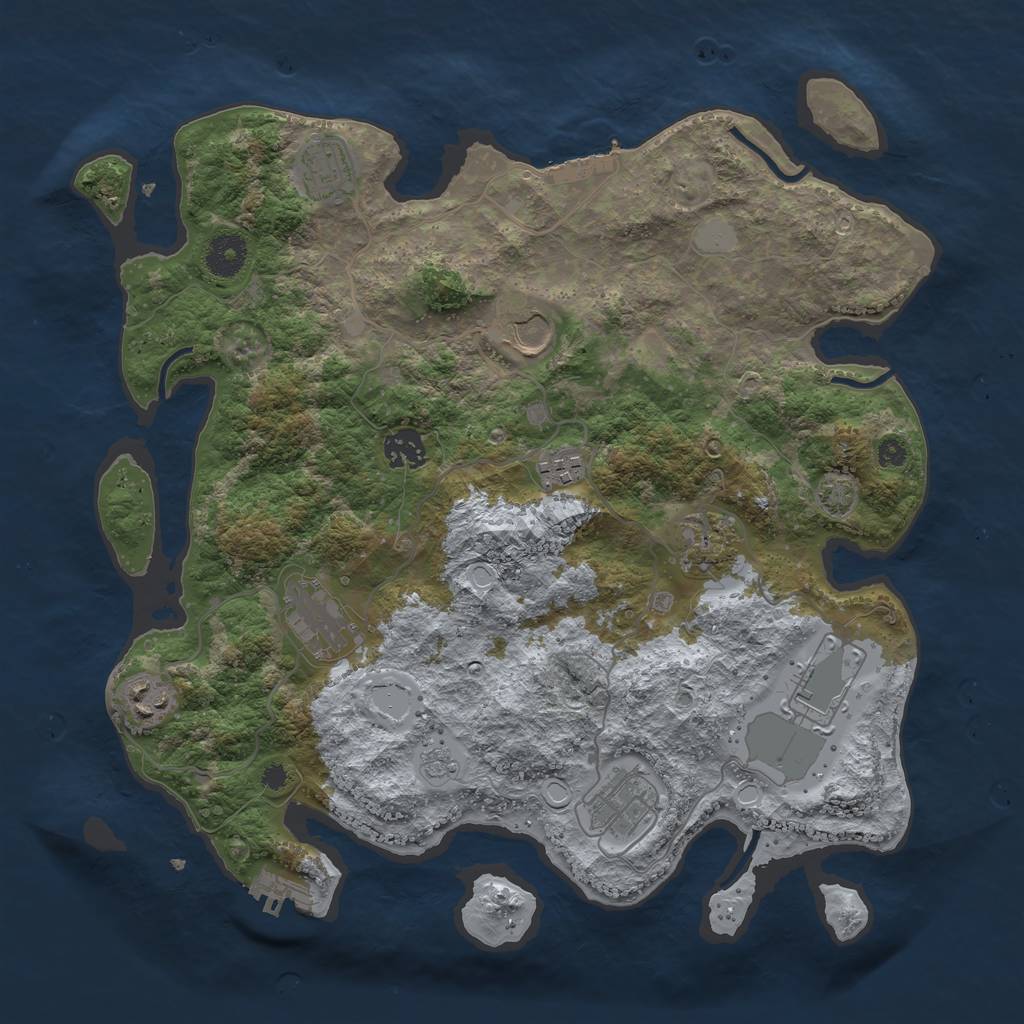 Rust Map: Procedural Map, Size: 3650, Seed: 91888512, 16 Monuments