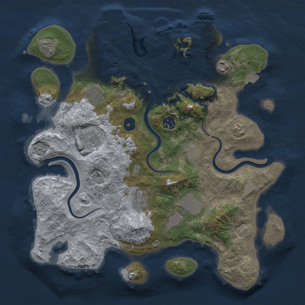 Rust Map: Procedural Map, Size: 3600, Seed: 49074717, 14 Monuments