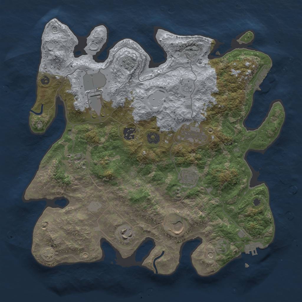 Rust Map: Procedural Map, Size: 3500, Seed: 1094827911, 16 Monuments