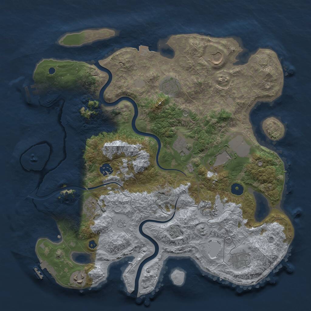 Rust Map: Procedural Map, Size: 3800, Seed: 20525784, 16 Monuments