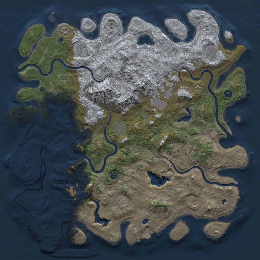 Rust Map: Procedural Map, Size: 5000, Seed: 1628374956, 16 Monuments