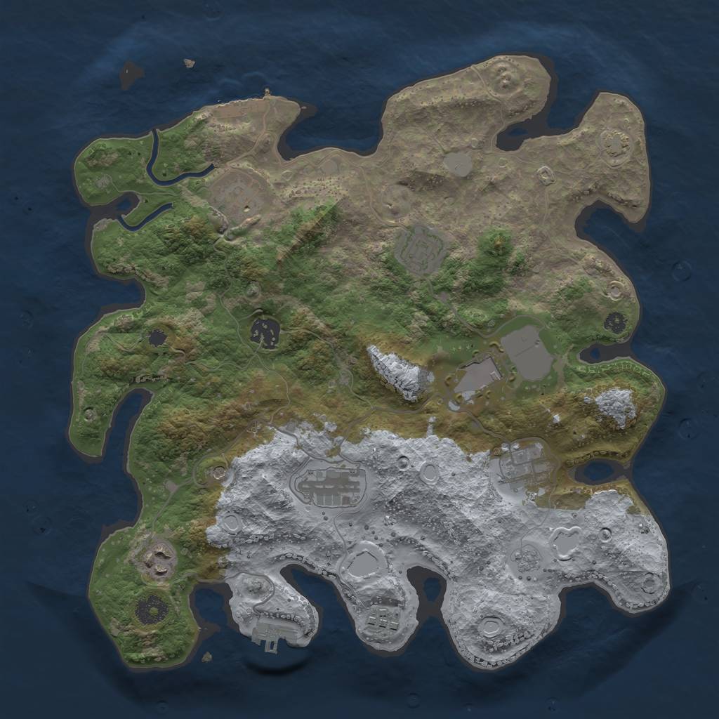 Rust Map: Procedural Map, Size: 3500, Seed: 1452324, 16 Monuments