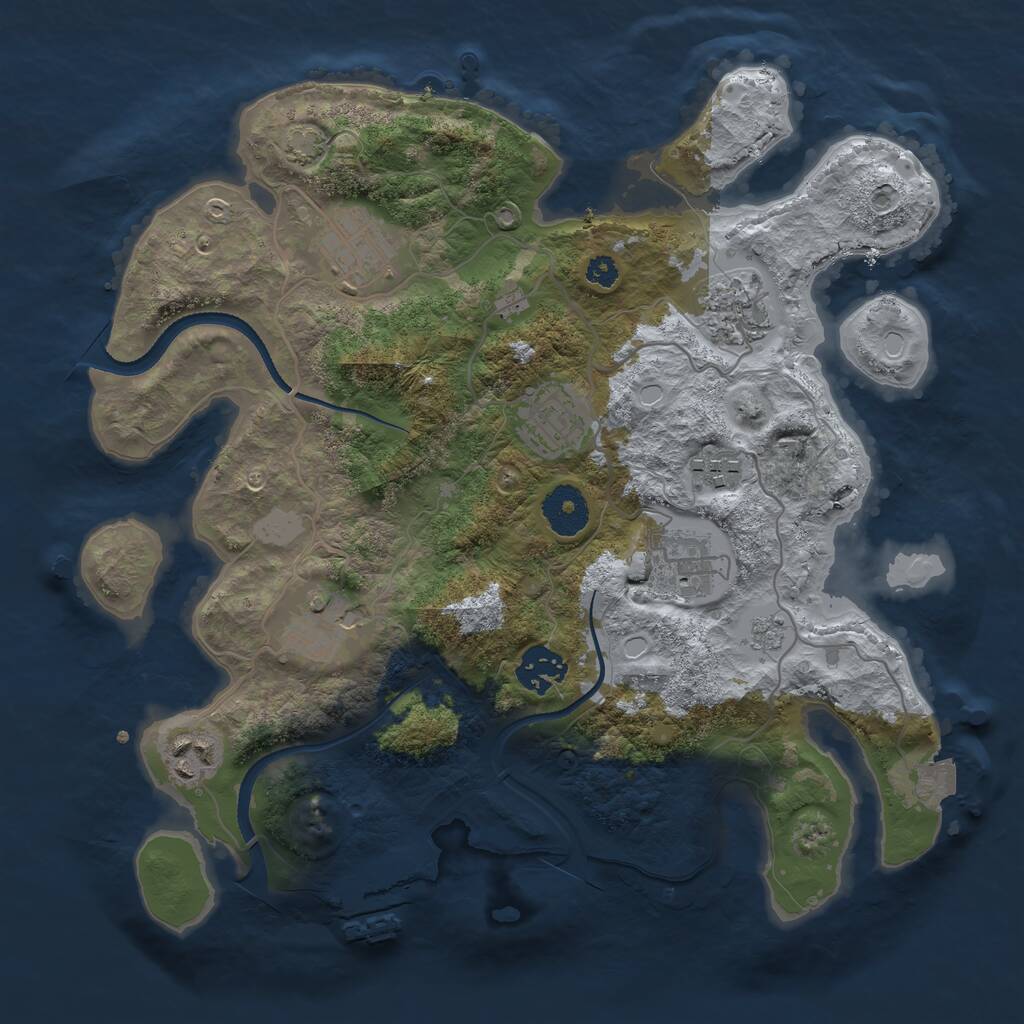 Rust Map: Procedural Map, Size: 3255, Seed: 7835422, 12 Monuments