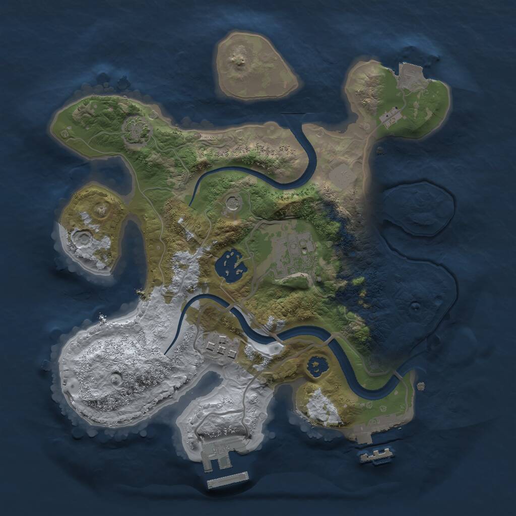 Rust Map: Procedural Map, Size: 2500, Seed: 711124789, 8 Monuments