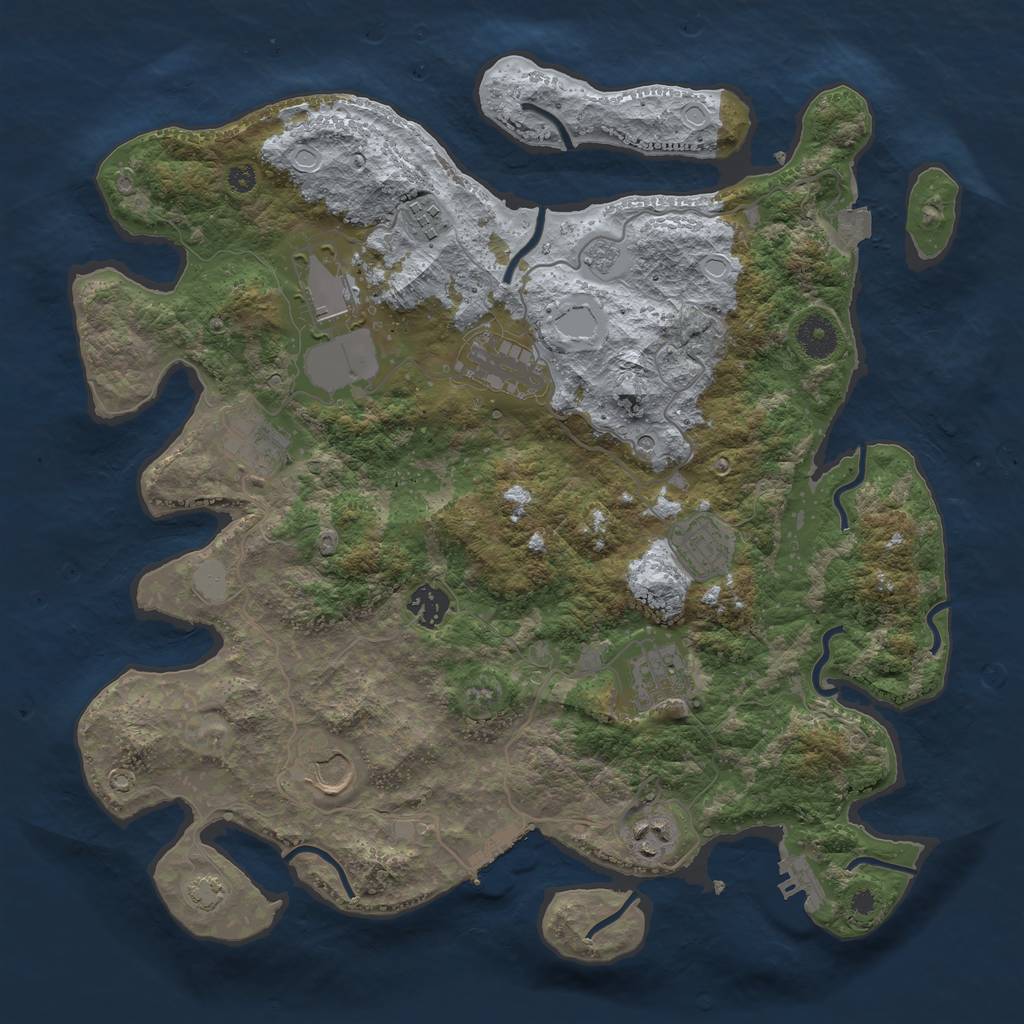 Rust Map: Procedural Map, Size: 3750, Seed: 62429108, 17 Monuments