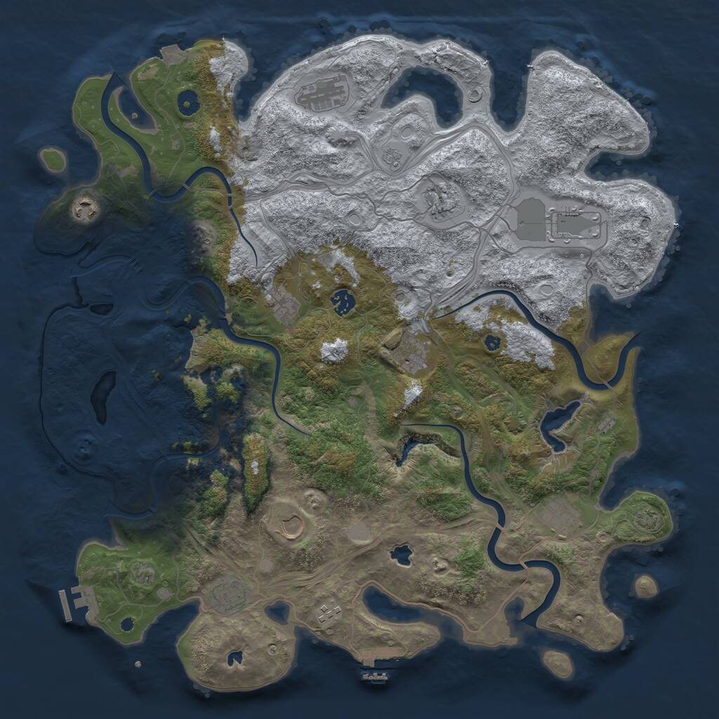 Rust Map: Procedural Map, Size: 4500, Seed: 2038607833, 17 Monuments