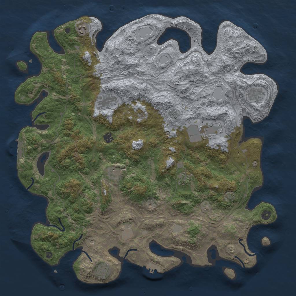 Rust Map: Procedural Map, Size: 4500, Seed: 2038607833, 18 Monuments