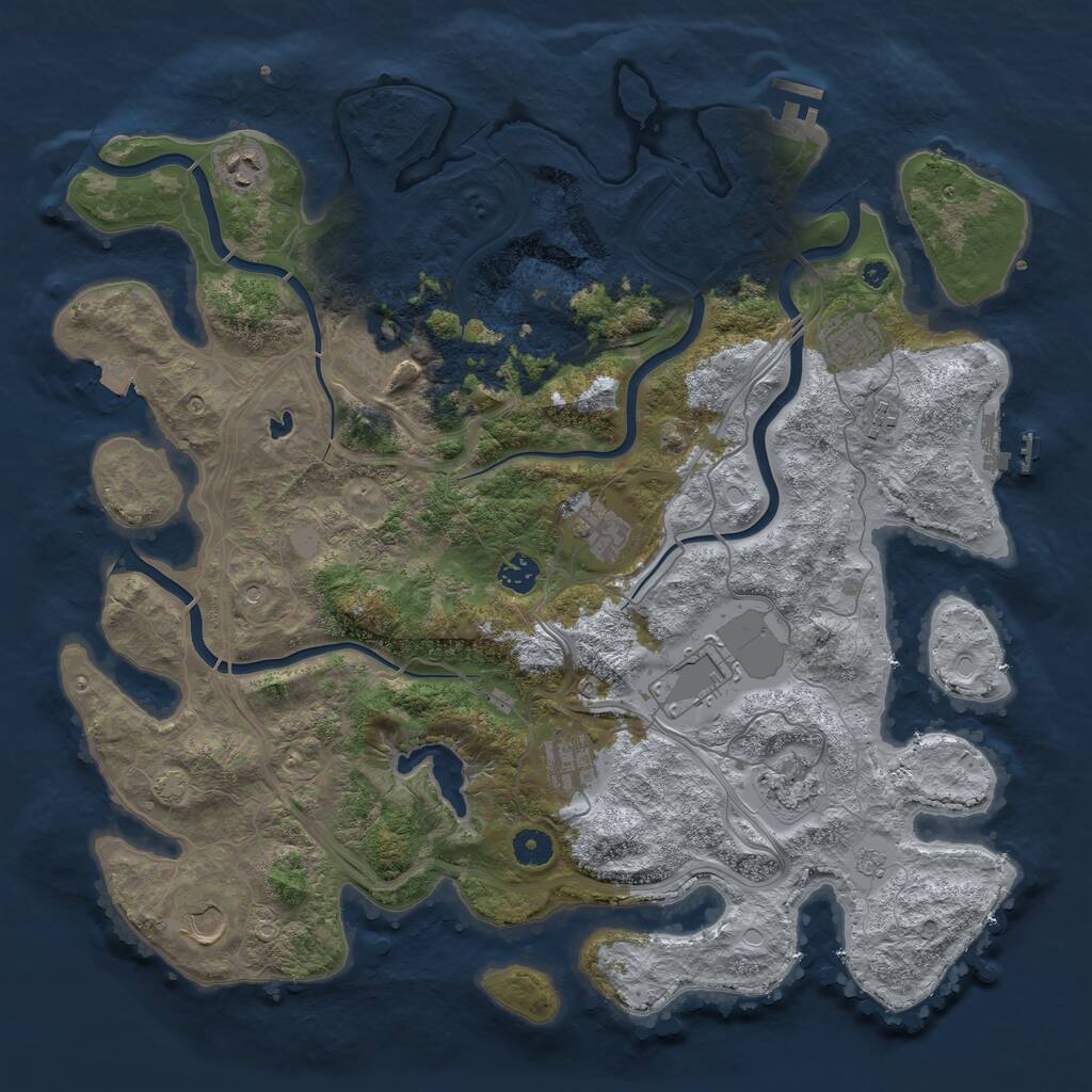 Rust Map: Procedural Map, Size: 4250, Seed: 1222233512, 16 Monuments