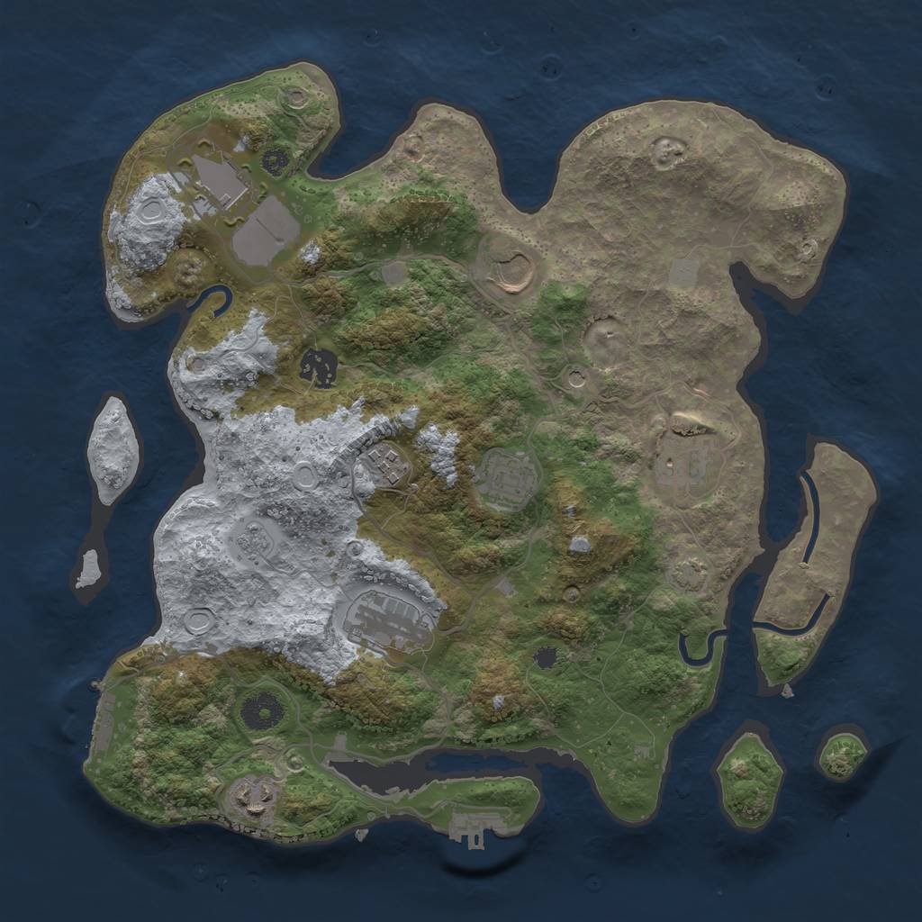 Rust Map: Procedural Map, Size: 3500, Seed: 888523496, 16 Monuments