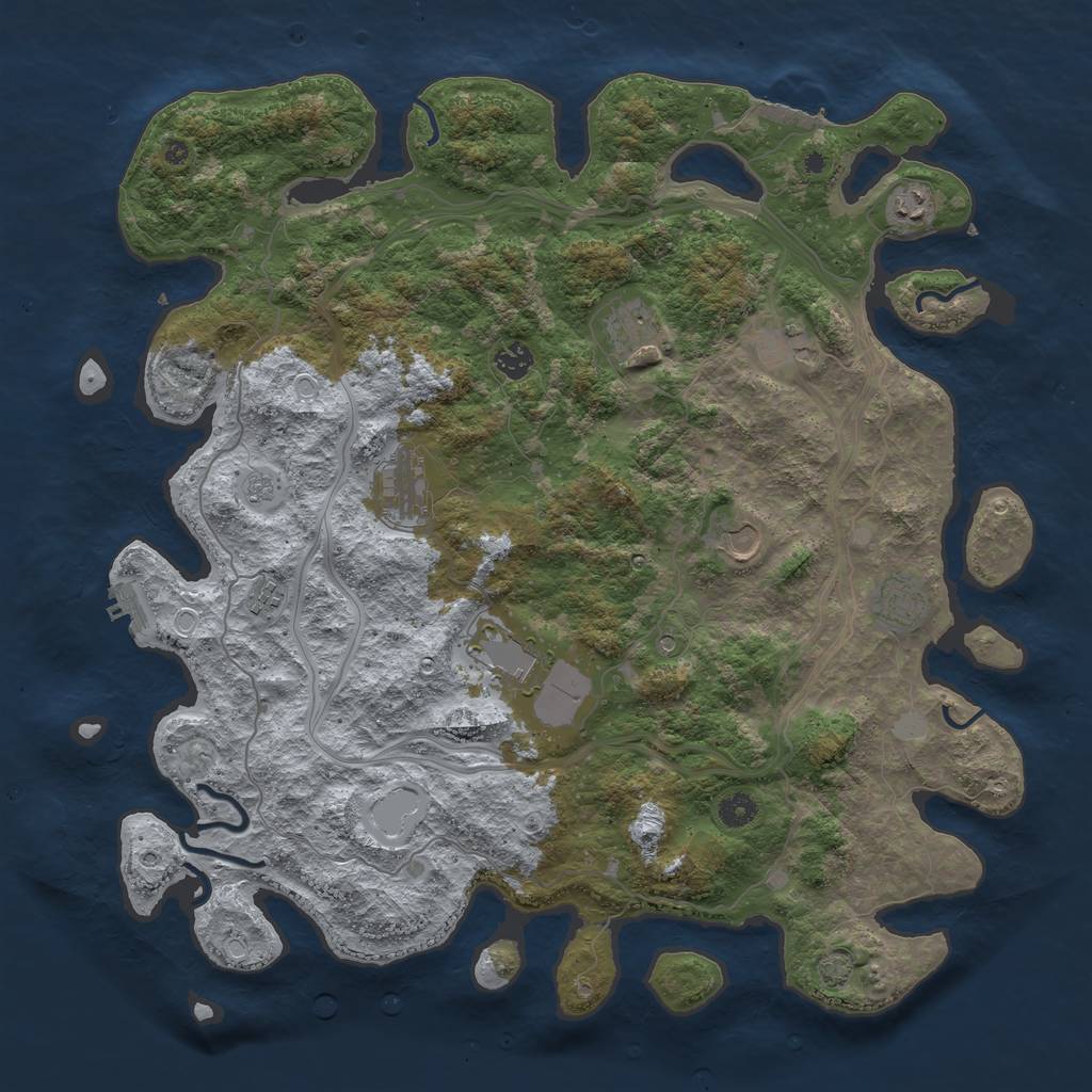 Rust Map: Procedural Map, Size: 4500, Seed: 2116969748, 17 Monuments
