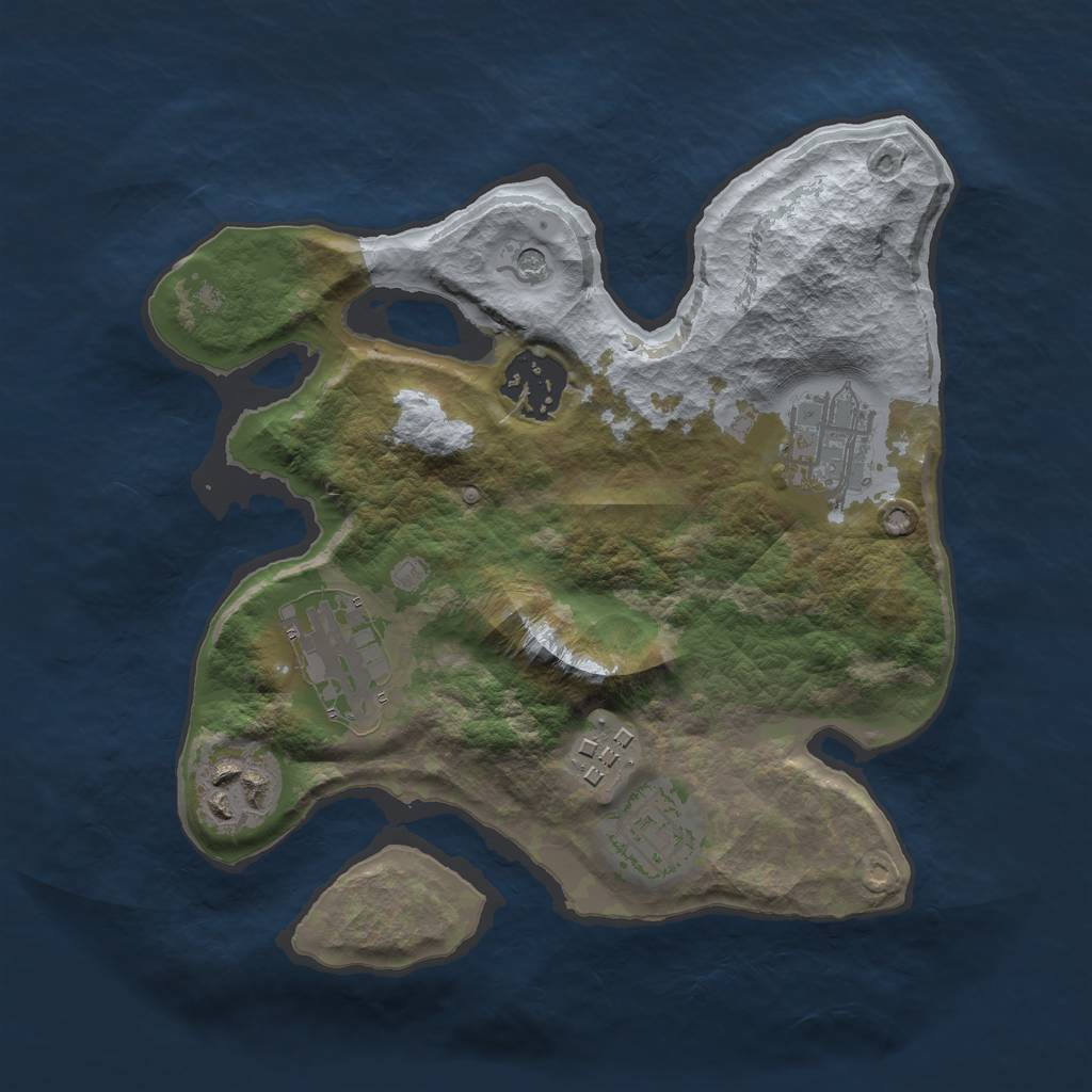 Rust Map: Barren, Size: 2500, Seed: 1356378, 9 Monuments