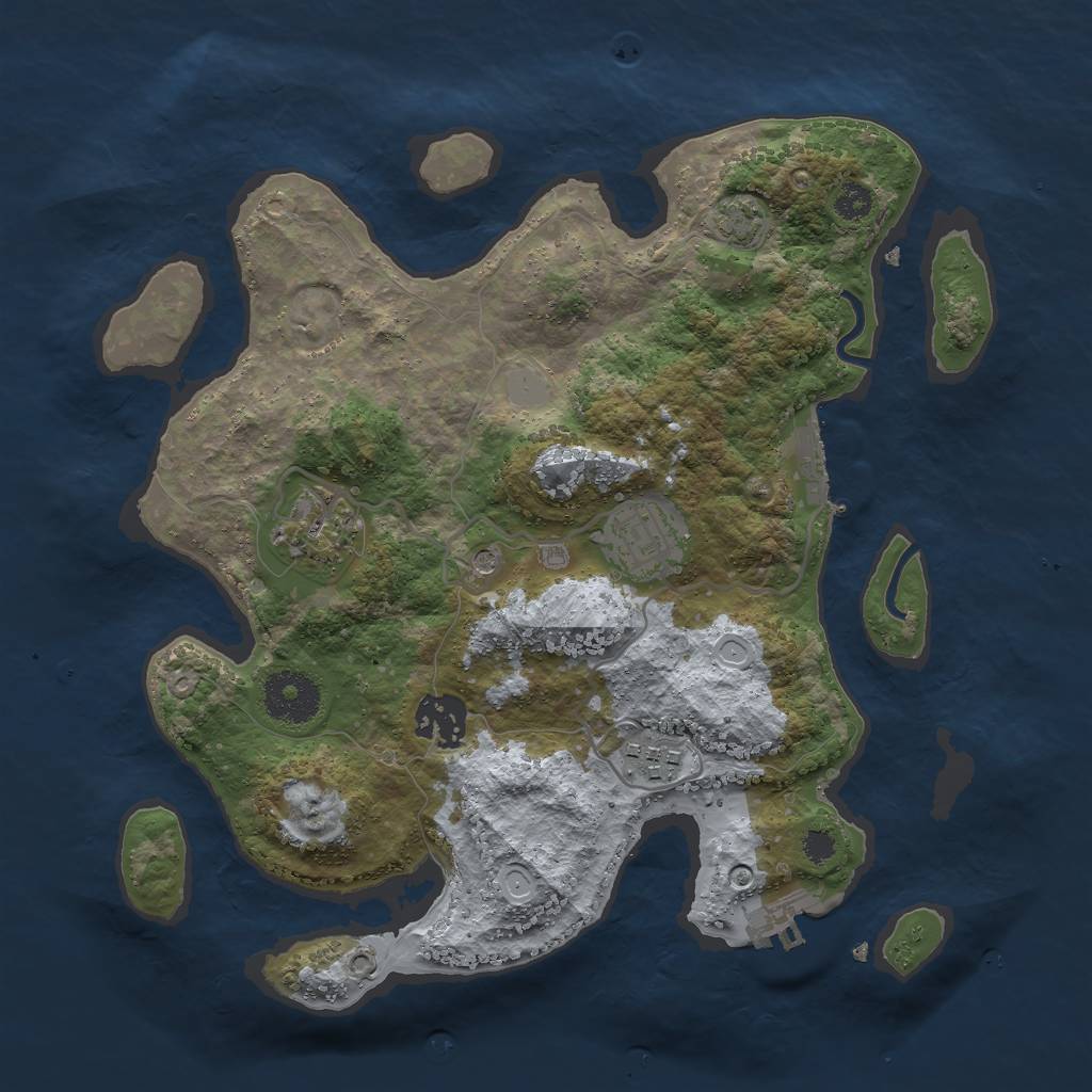 Rust Map: Procedural Map, Size: 3000, Seed: 206833022, 11 Monuments