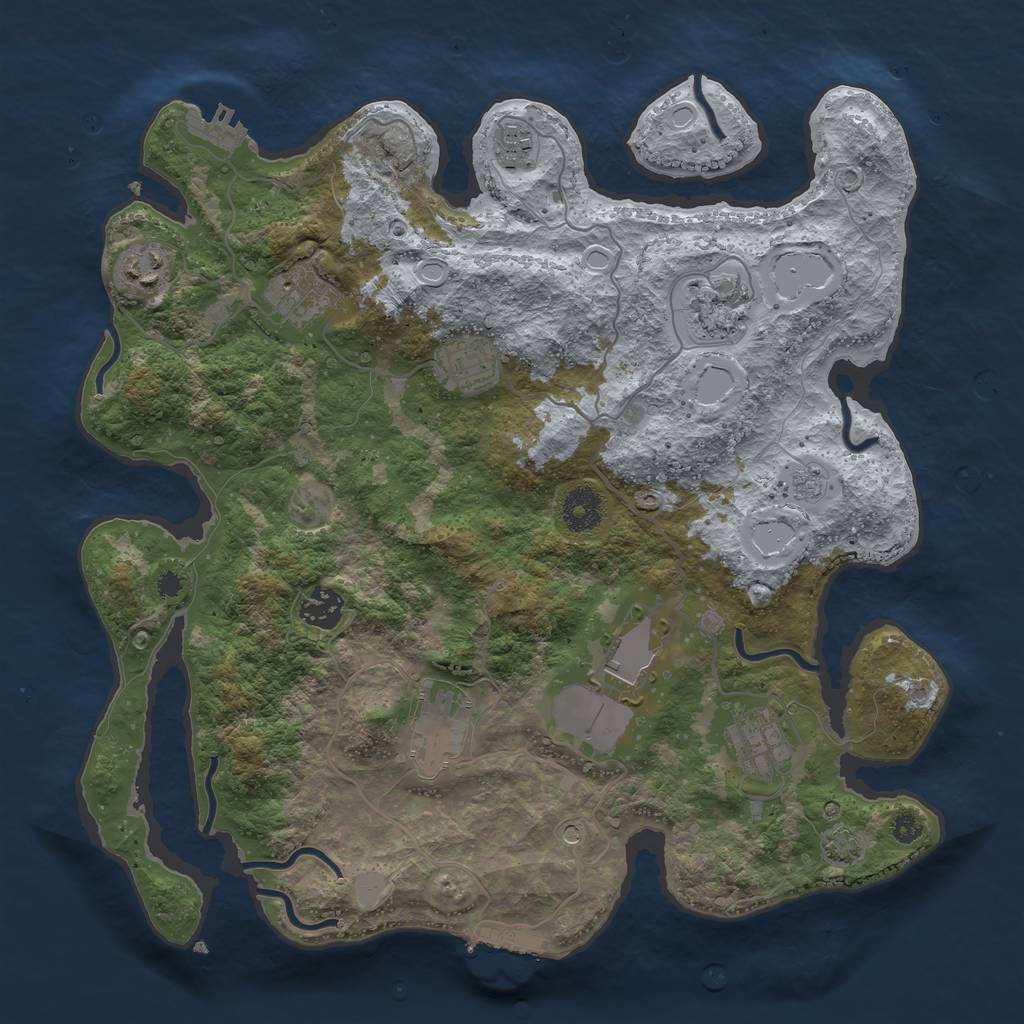 Rust Map: Procedural Map, Size: 3600, Seed: 90655468, 17 Monuments