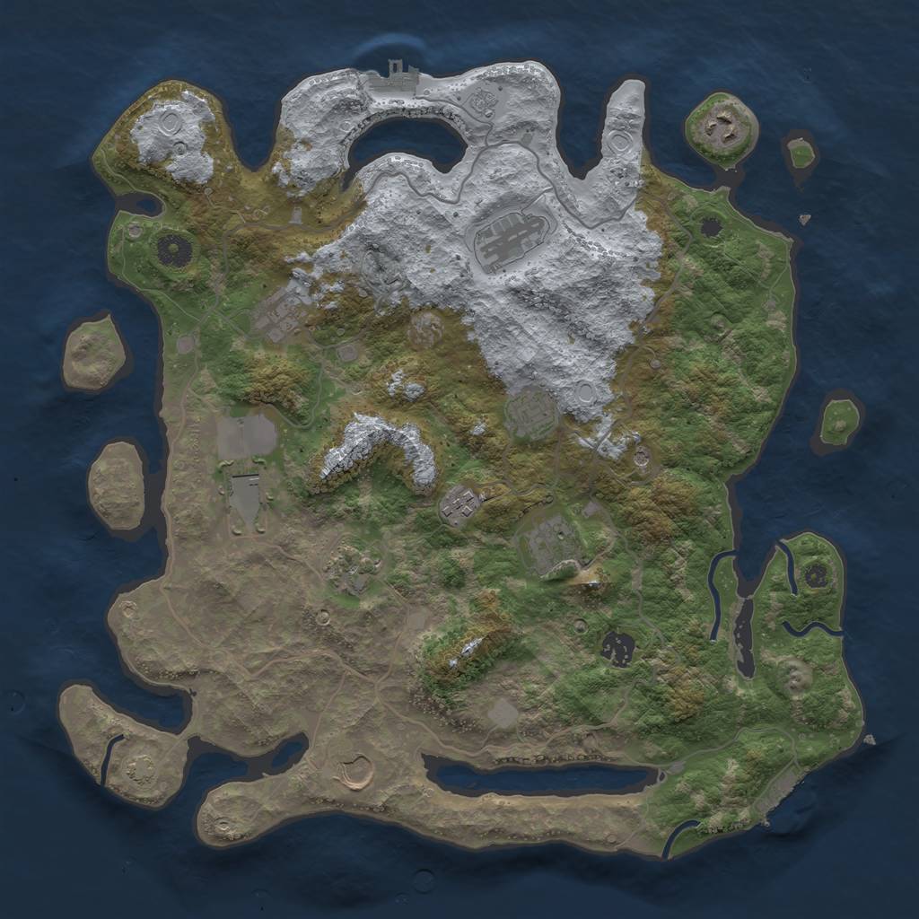 Rust Map: Procedural Map, Size: 4000, Seed: 525839726, 18 Monuments