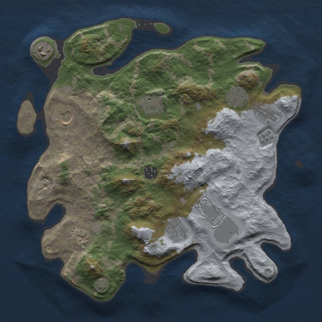 Rust Map: Barren, Size: 3500, Seed: 1367245445, 14 Monuments