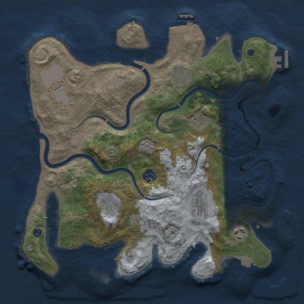 Rust Map: Procedural Map, Size: 3500, Seed: 1808504910, 13 Monuments