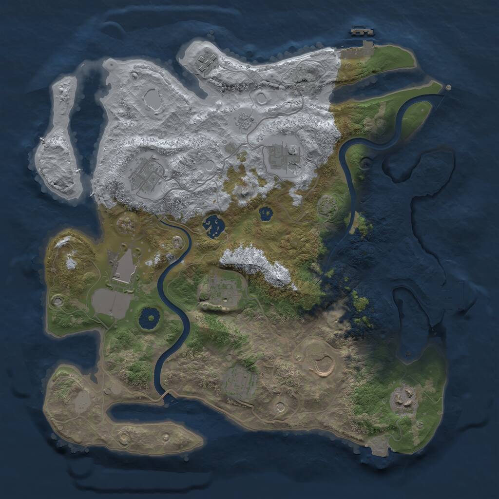 Rust Map: Procedural Map, Size: 3500, Seed: 5466493, 15 Monuments