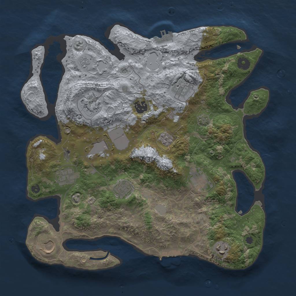 Rust Map: Procedural Map, Size: 3500, Seed: 5466493, 18 Monuments