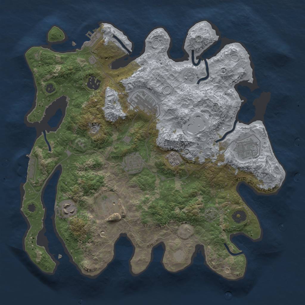 Rust Map: Procedural Map, Size: 3400, Seed: 48396902, 15 Monuments