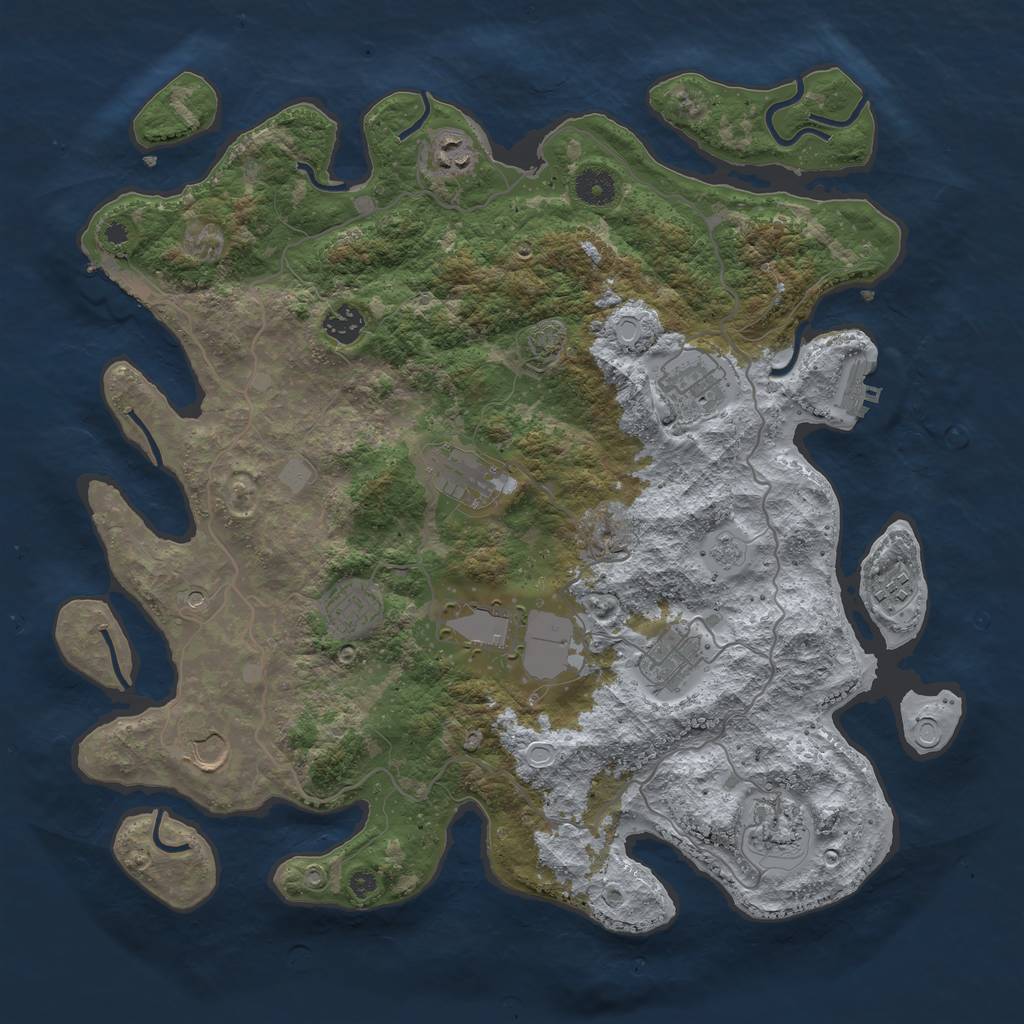 Rust Map: Procedural Map, Size: 4000, Seed: 1917087487, 18 Monuments