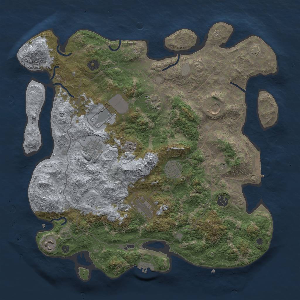 Rust Map: Procedural Map, Size: 4000, Seed: 217033238, 17 Monuments