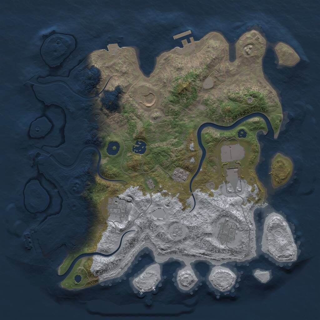 Rust Map: Procedural Map, Size: 3500, Seed: 994441562, 11 Monuments