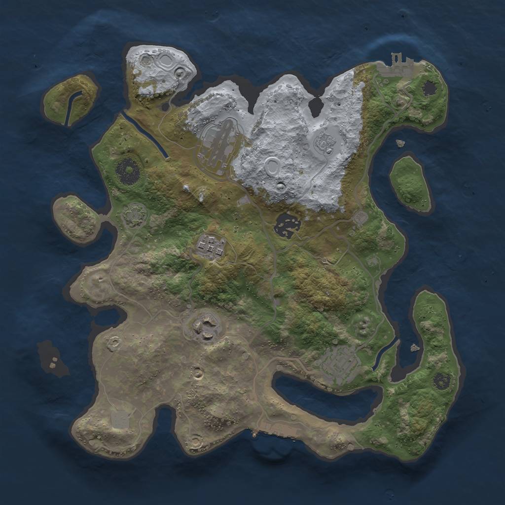 Rust Map: Procedural Map, Size: 3000, Seed: 8708918, 12 Monuments
