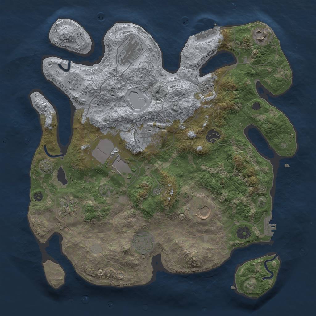 Rust Map: Procedural Map, Size: 3500, Seed: 225349939, 17 Monuments