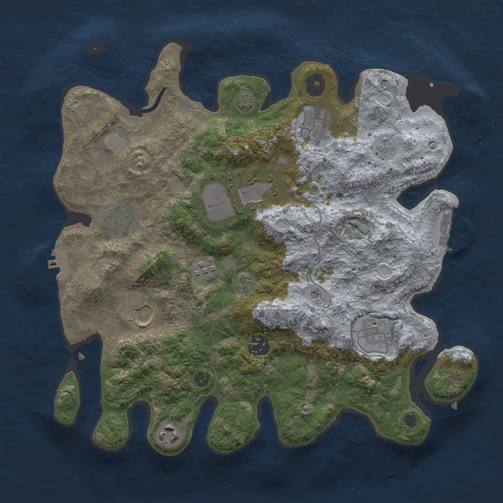 Rust Map: Procedural Map, Size: 3500, Seed: 898623563, 16 Monuments