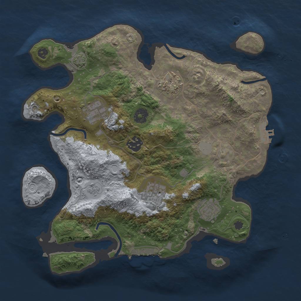 Rust Map: Procedural Map, Size: 3000, Seed: 1172140733, 12 Monuments