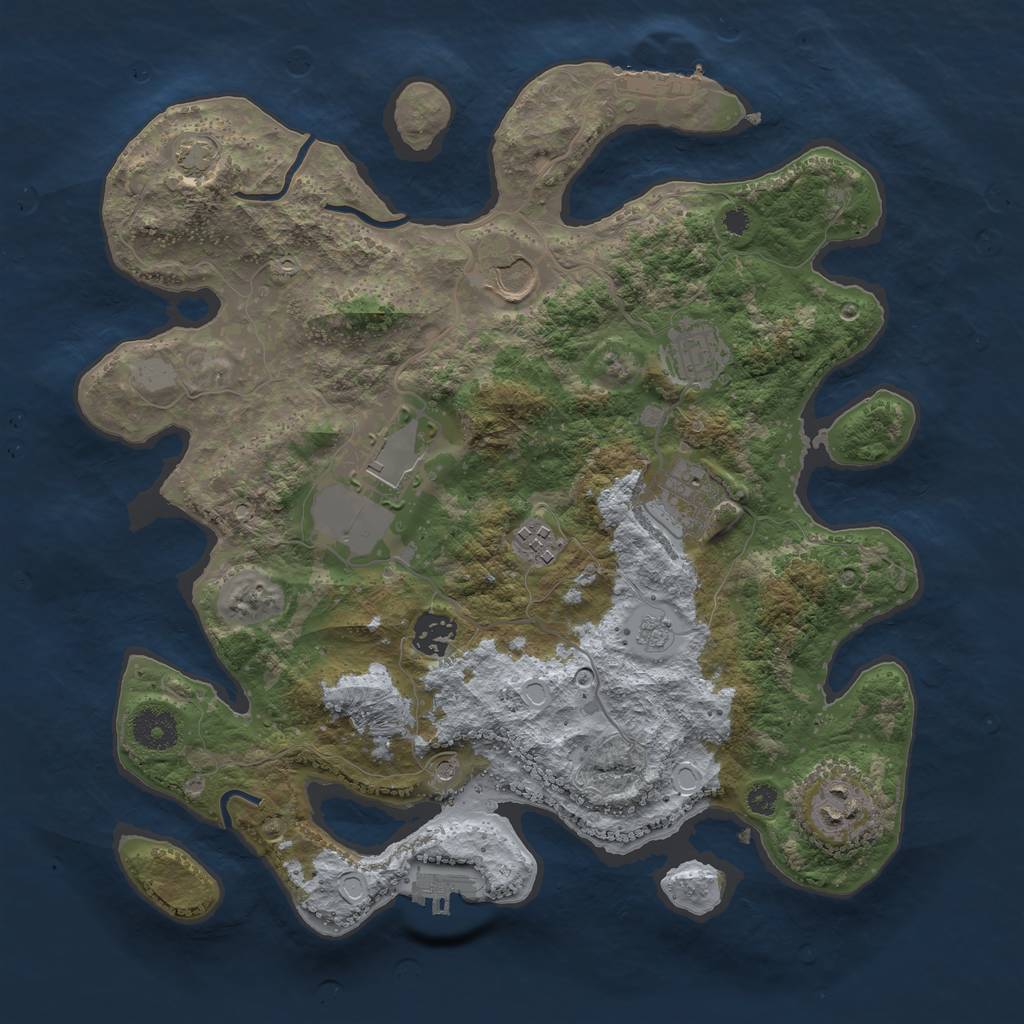 Rust Map: Procedural Map, Size: 3500, Seed: 1114609489, 15 Monuments