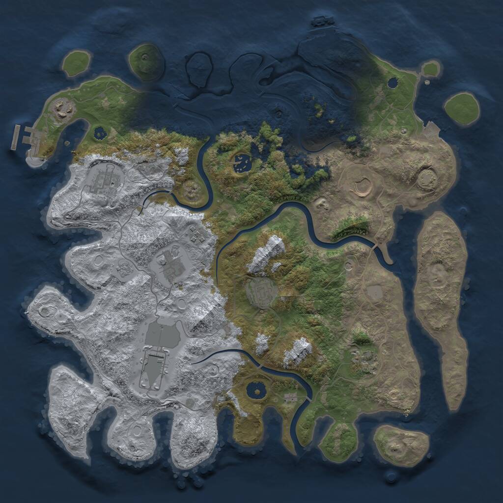 Rust Map: Procedural Map, Size: 3950, Seed: 37860507, 15 Monuments