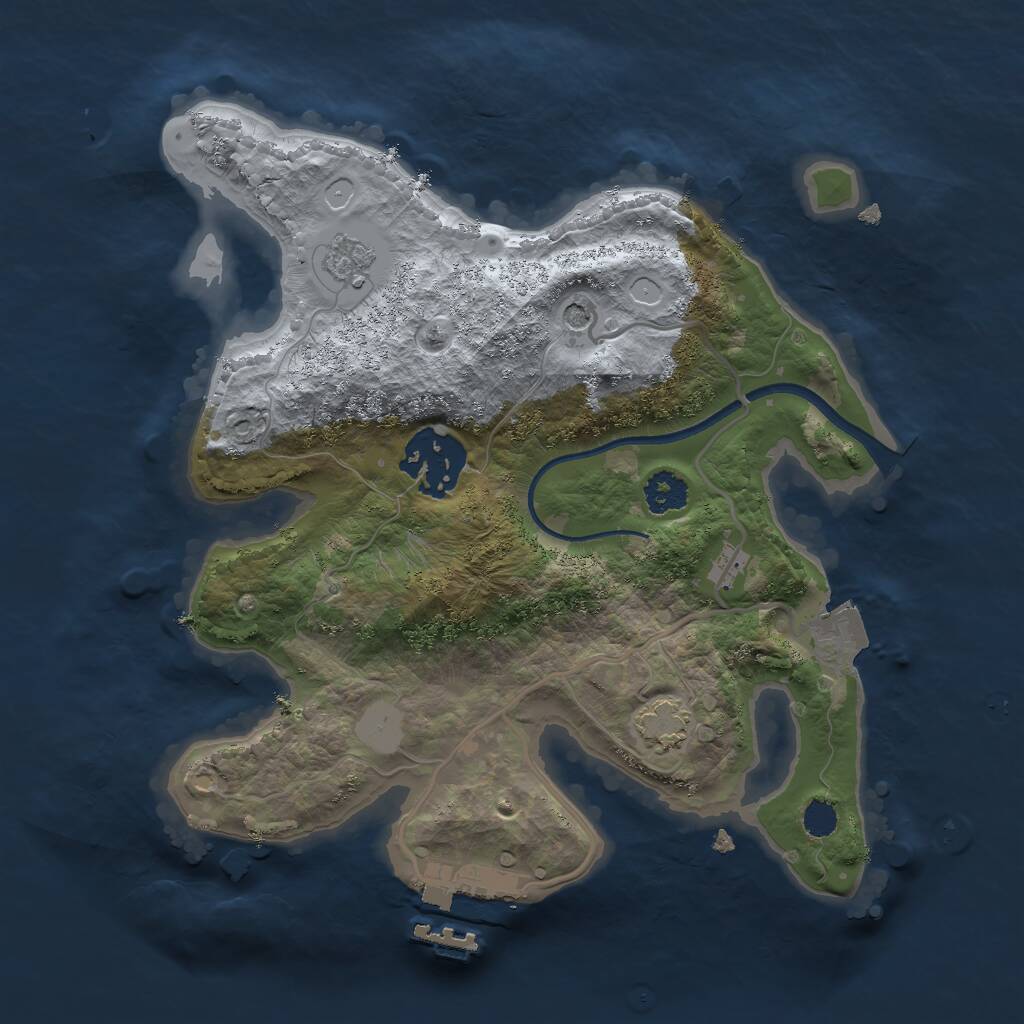 Rust Map: Procedural Map, Size: 2400, Seed: 1252668669, 6 Monuments