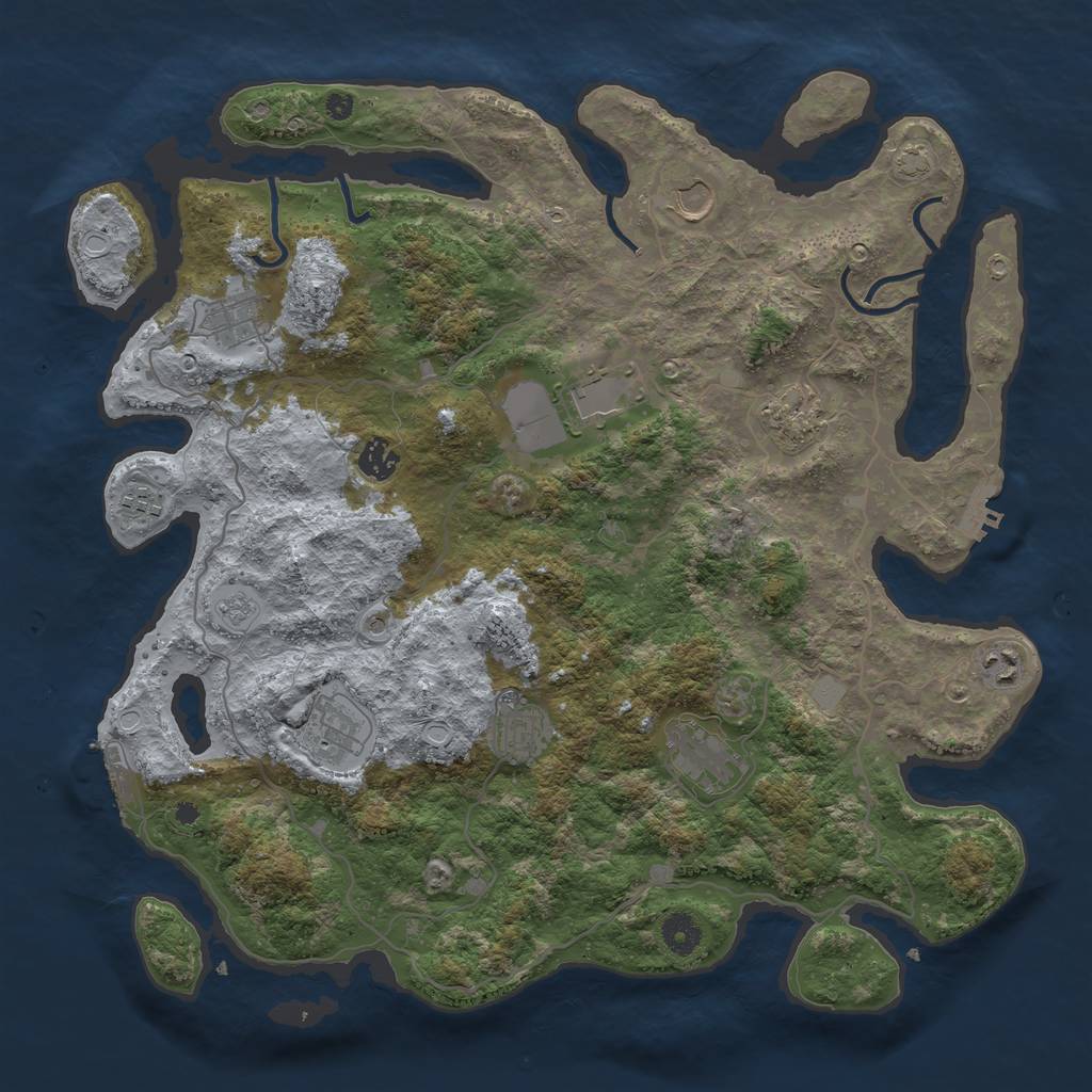 Rust Map: Procedural Map, Size: 4100, Seed: 47823978, 18 Monuments
