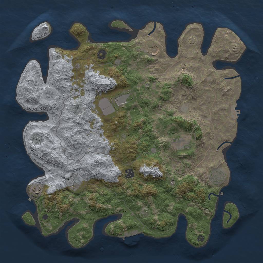 Rust Map: Procedural Map, Size: 4000, Seed: 257921054, 16 Monuments
