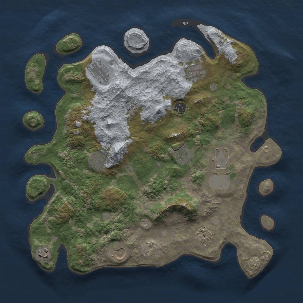 Rust Map: Barren, Size: 3800, Seed: 7976310, 14 Monuments