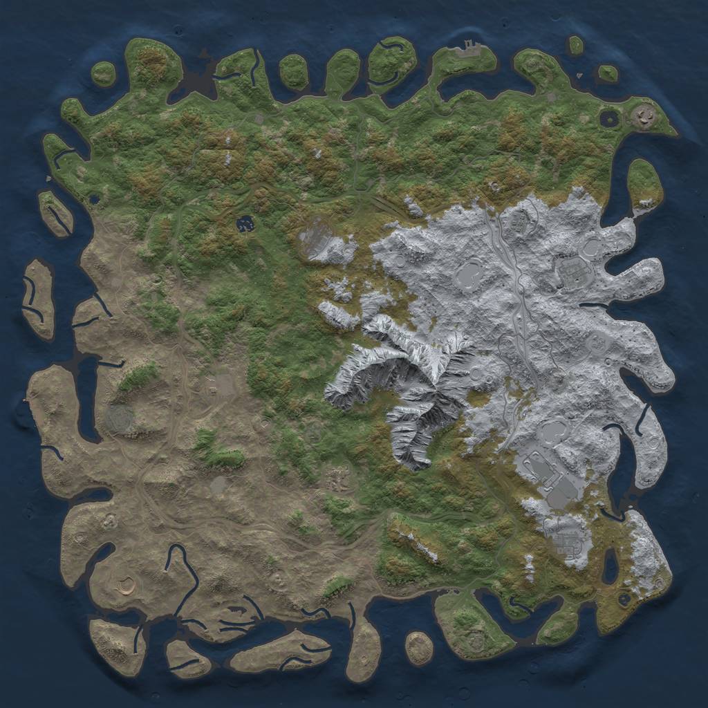 Rust Map: Procedural Map, Size: 6000, Seed: 591682568, 19 Monuments
